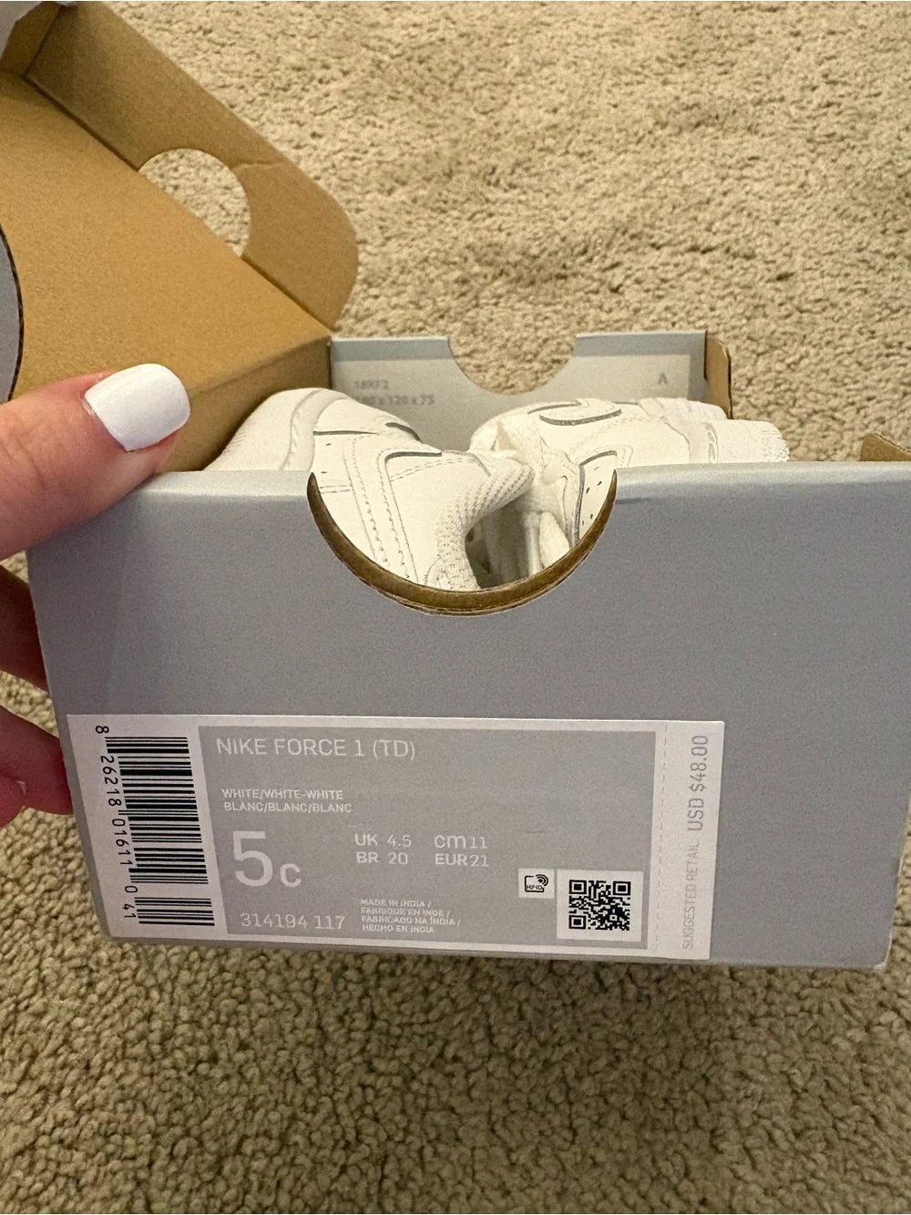 Nike Kids White AF1 Low